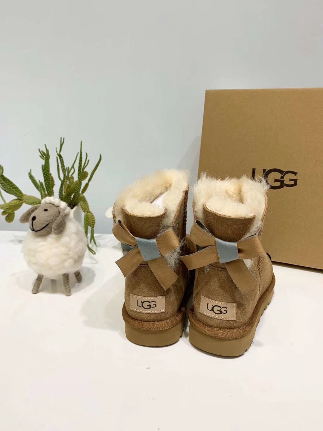 Chestnut Bow Glitter Winter Boots – Mukosi Featured Style, In Stock
