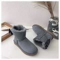 Grey Elegant Bow Ankle Boots – In Stock