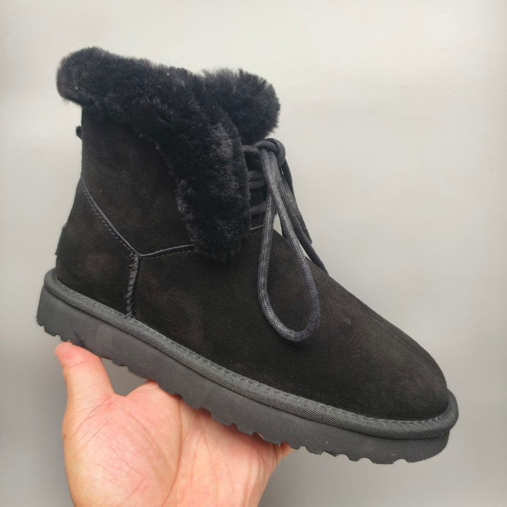 Black Mid-Top Lace-Up Casual Shoes – In Stock
