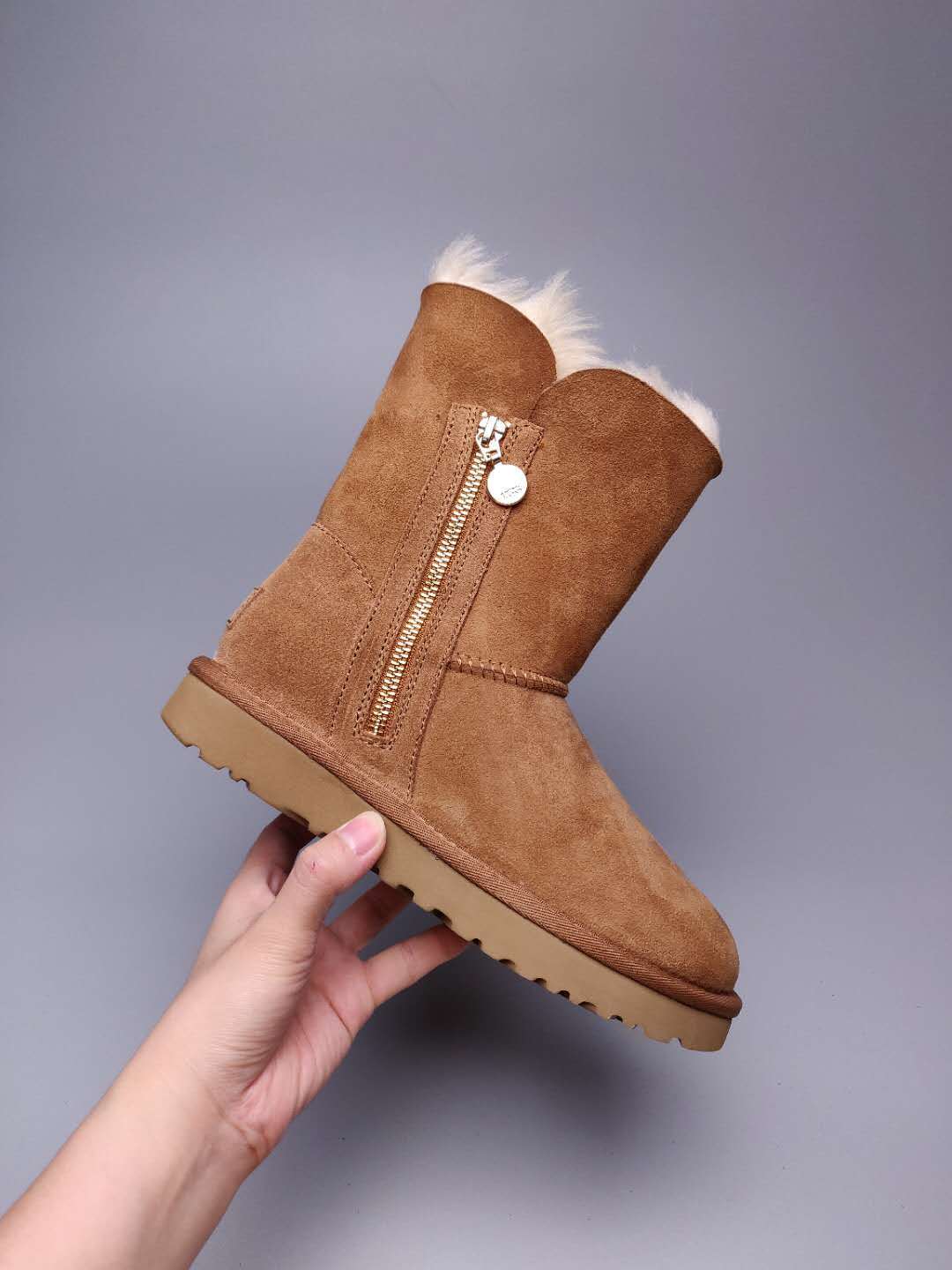 Chestnut Side-Zip Mid-Calf Boots – In Stock
