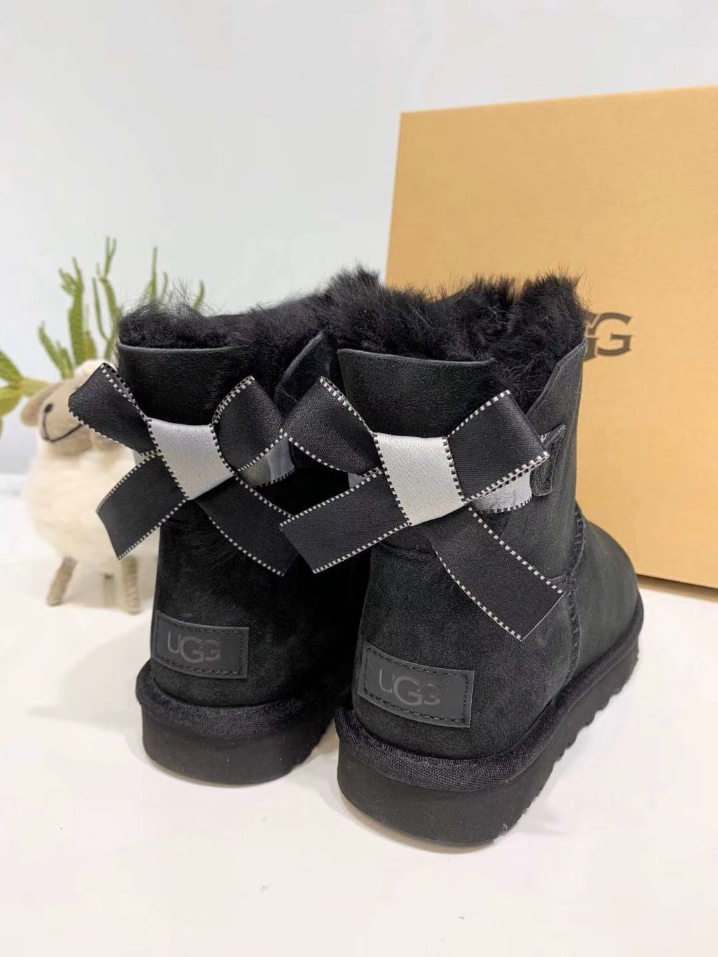 Black Bow Glitter Winter Boots – Mukosi Featured Style, In Stock