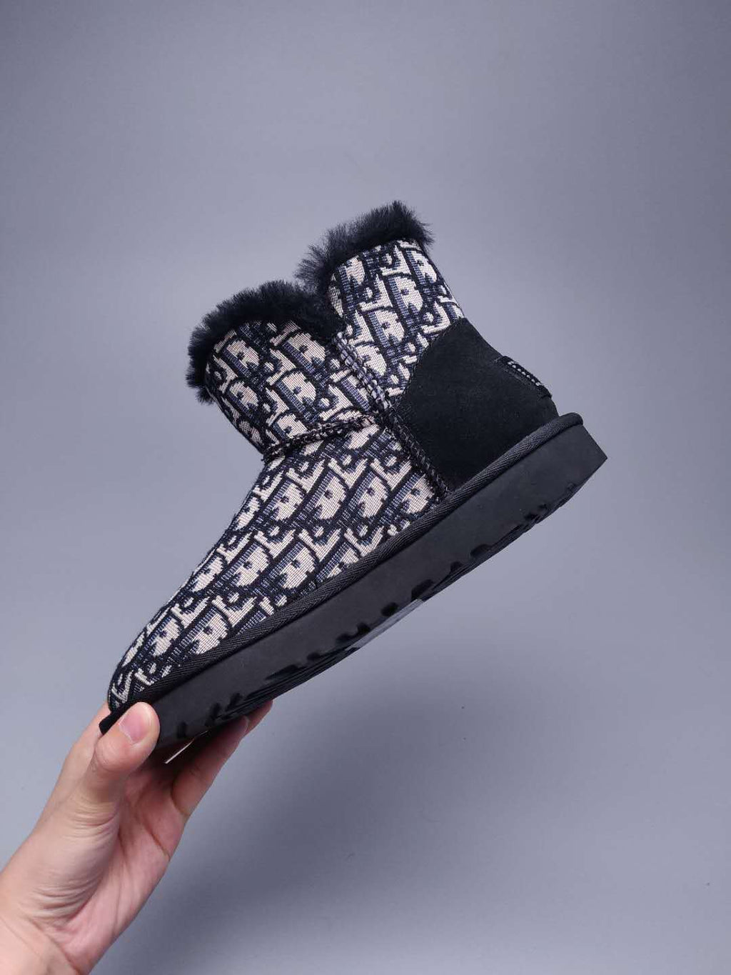 Black Dior-Style Woven Texture Boots – In Stock