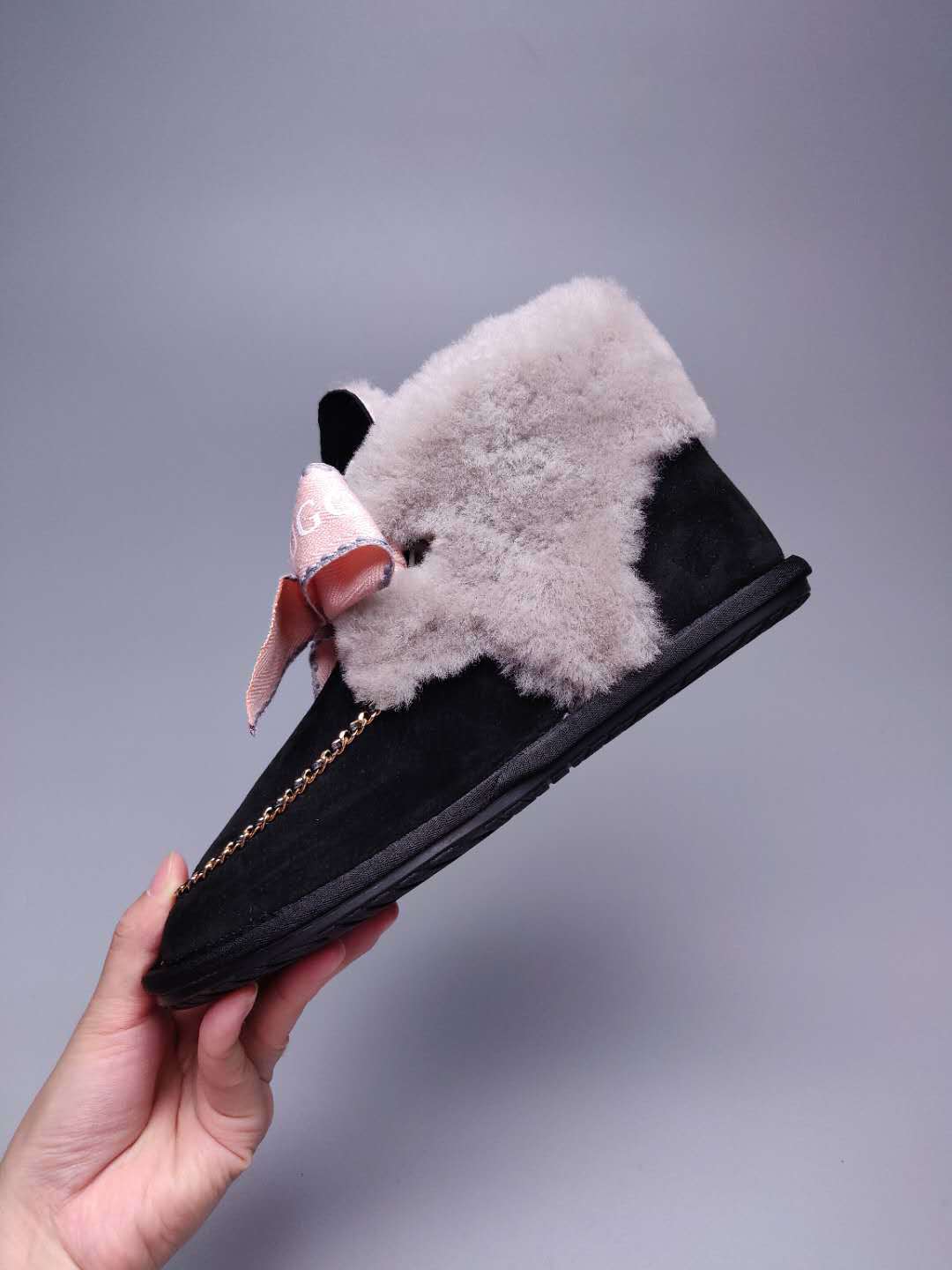 Black Daisy Chain Ribbon Shoes – In Stock