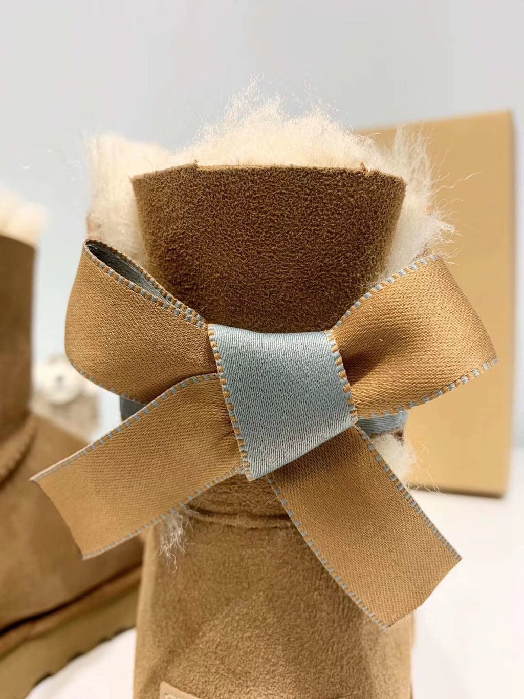 Chestnut Bow Glitter Winter Boots – Mukosi Featured Style, In Stock