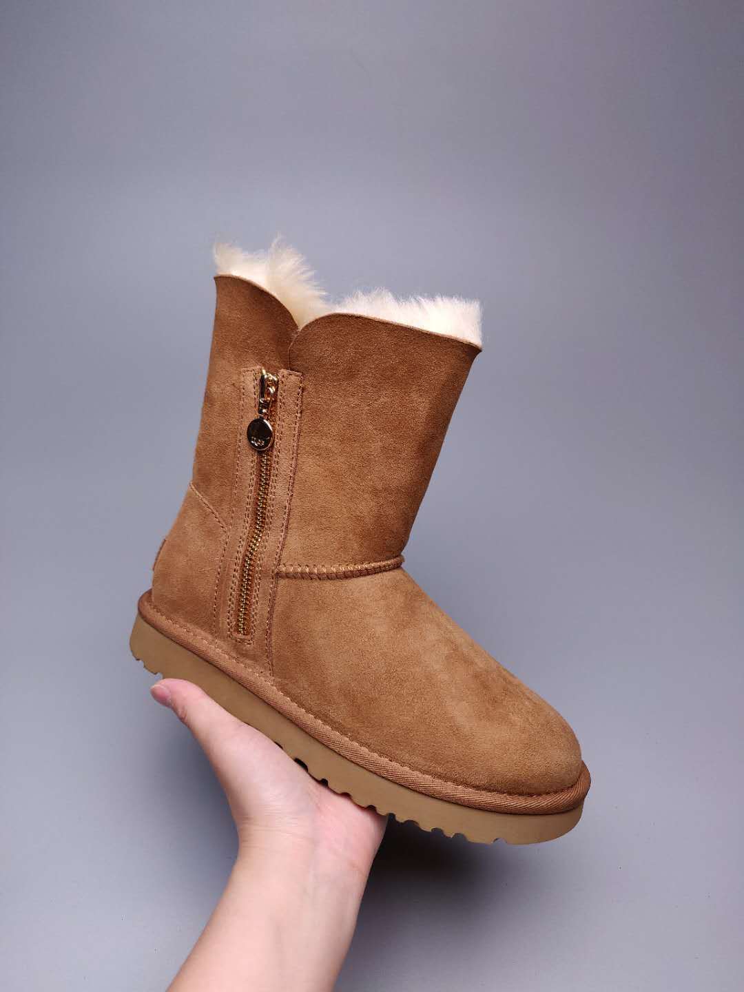 Chestnut Side-Zip Mid-Calf Boots – In Stock
