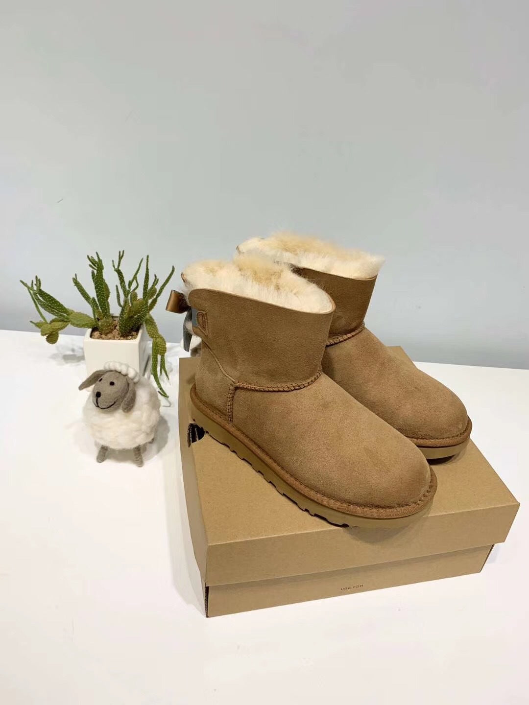 Chestnut Bow Glitter Winter Boots – Mukosi Featured Style, In Stock