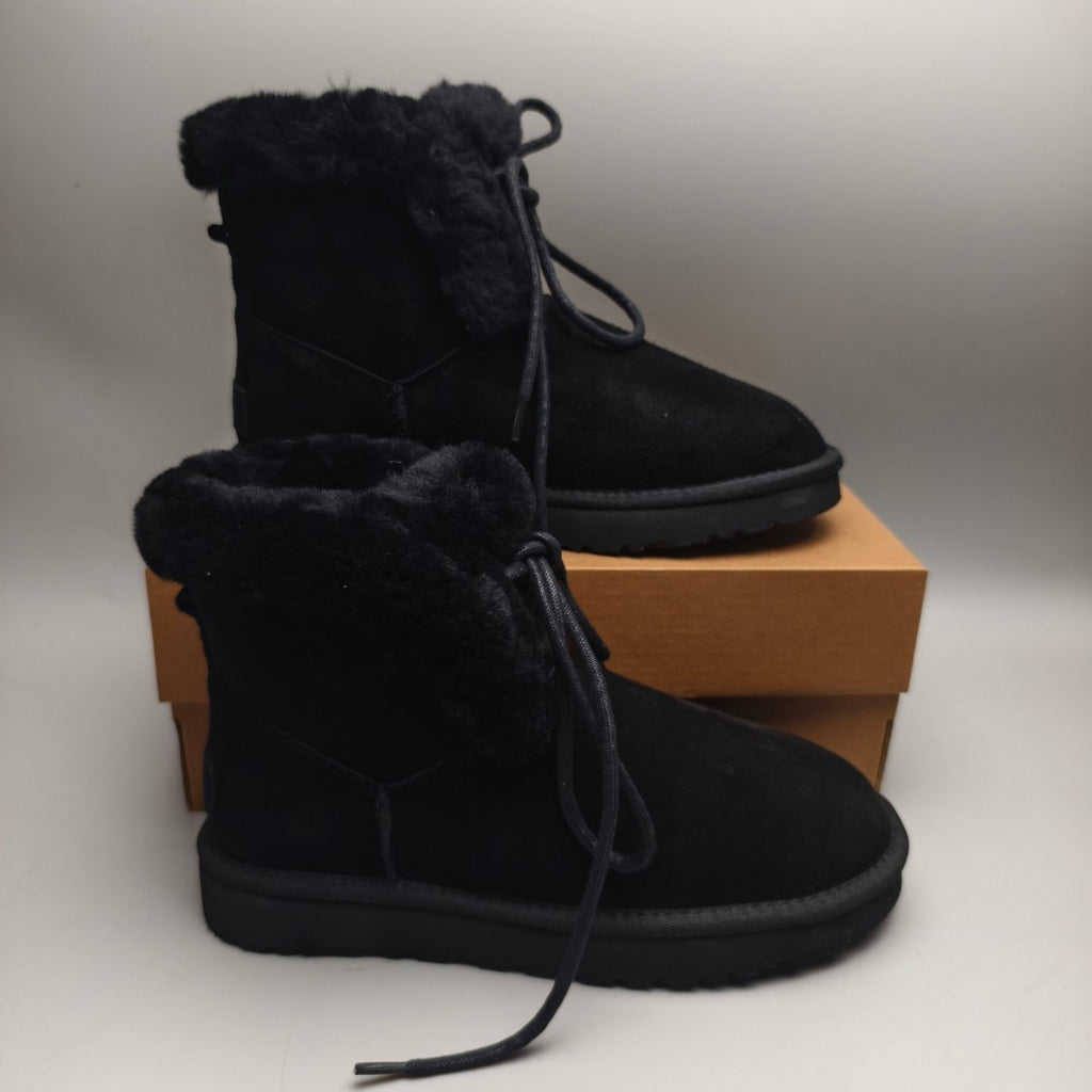 Black Mid-Top Lace-Up Casual Shoes – In Stock