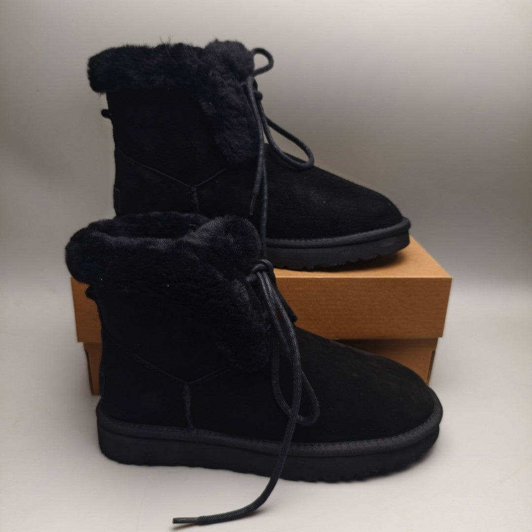 Black Mid-Top Lace-Up Casual Shoes – In Stock