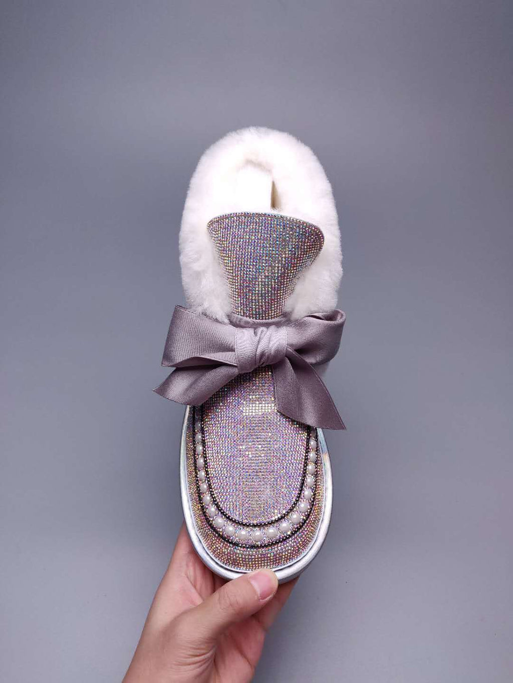 Iridescent Daisy Crystal-Embellished Ribbon Shoes – In Stock