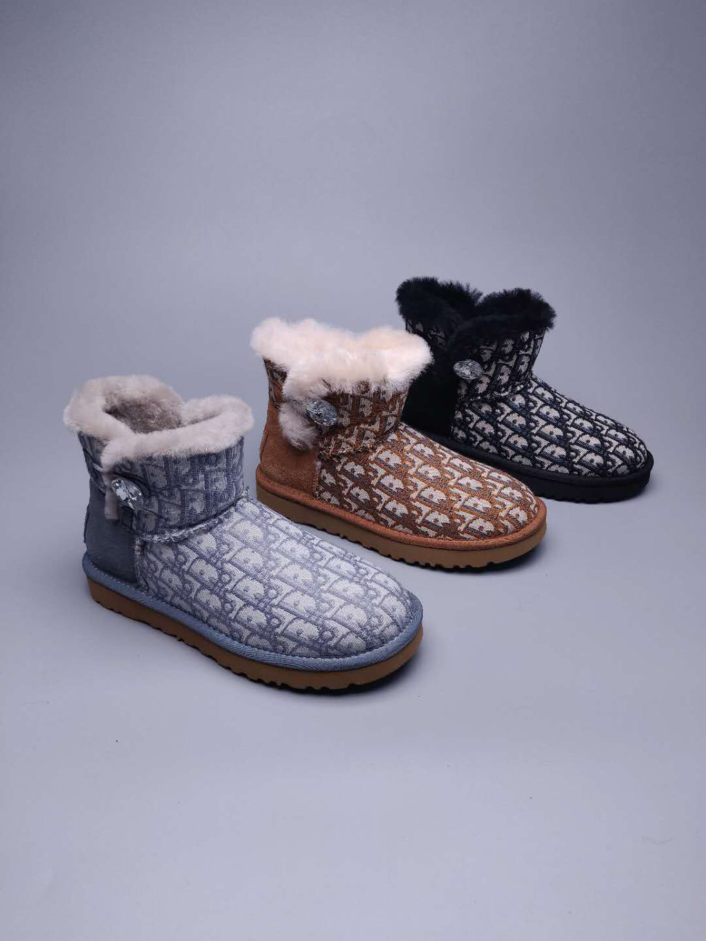 Chestnut Dior-Style Woven Texture Boots – In Stock