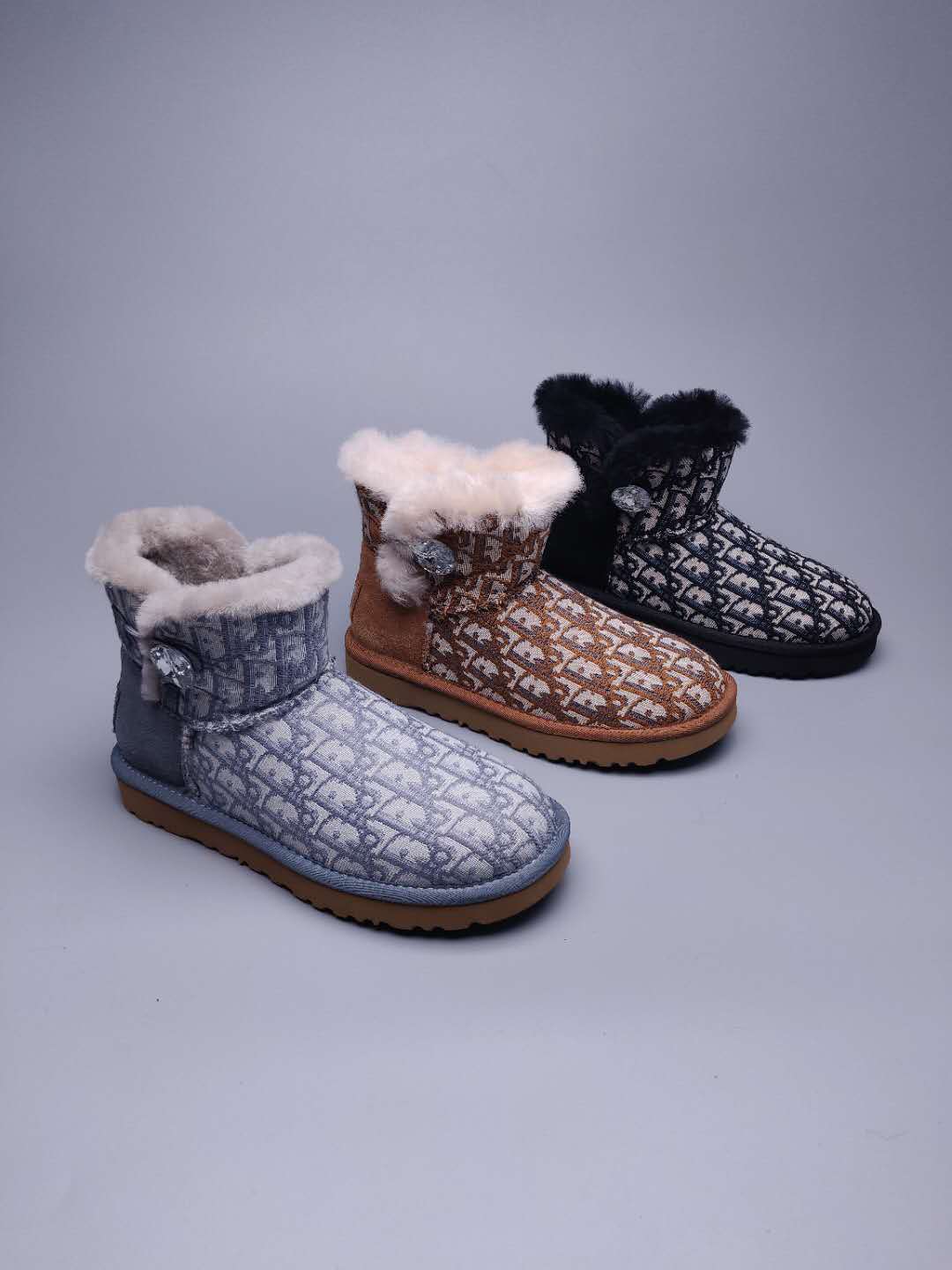 Chestnut Dior-Style Woven Texture Boots – In Stock