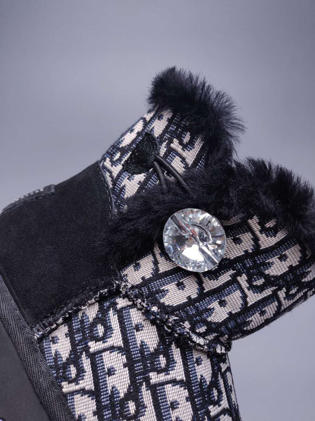 Black Dior-Style Woven Texture Boots – In Stock