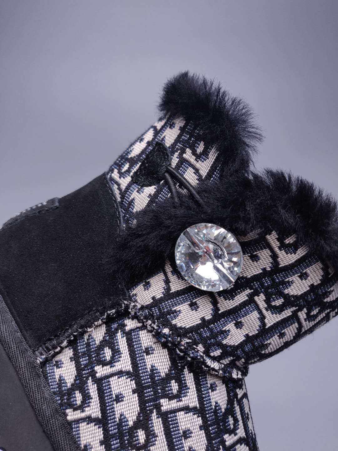 Black Dior-Style Woven Texture Boots – In Stock