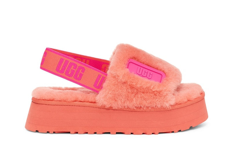 Coral Red Disco Fluffy Sandals – In Stock