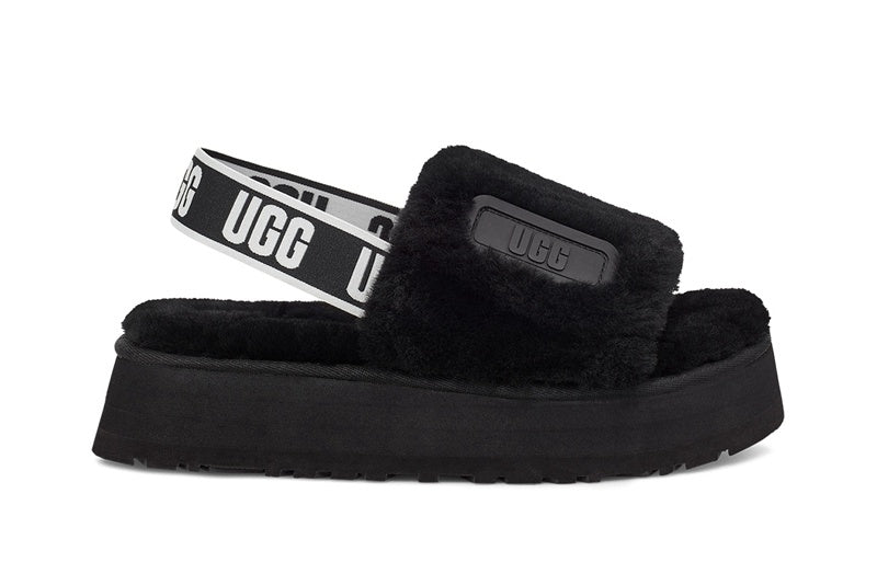 Black Disco Fluffy Sandals – In Stock