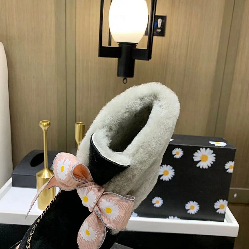 Black Daisy Chain Ribbon Shoes – In Stock