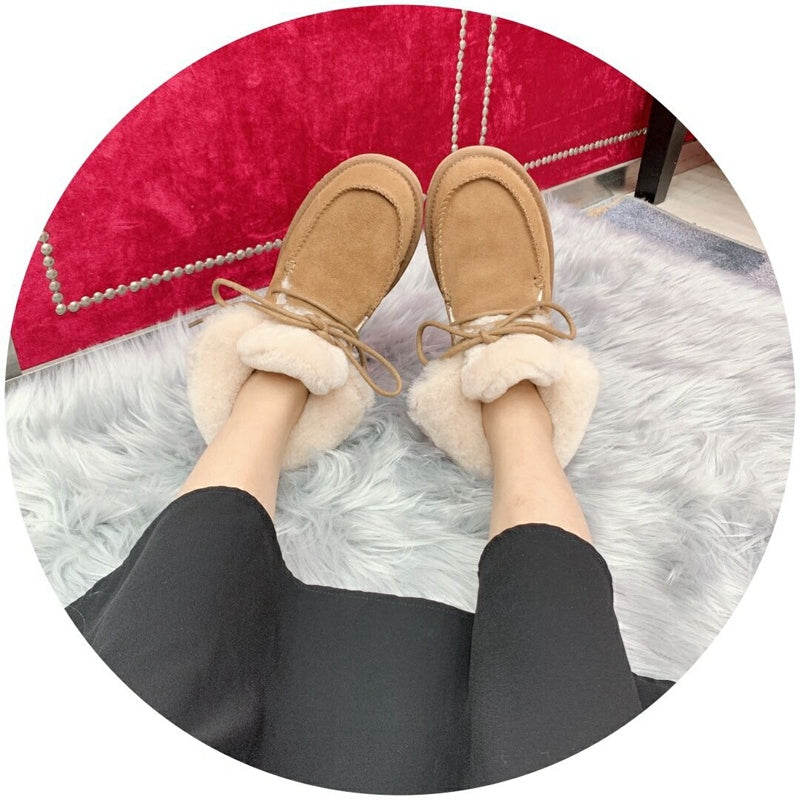 Chestnut Faux Fur Trim Lace-Up Ankle Boots – In Stock