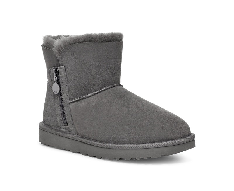 Grey Side-Zip Ankle Boots – In Stock