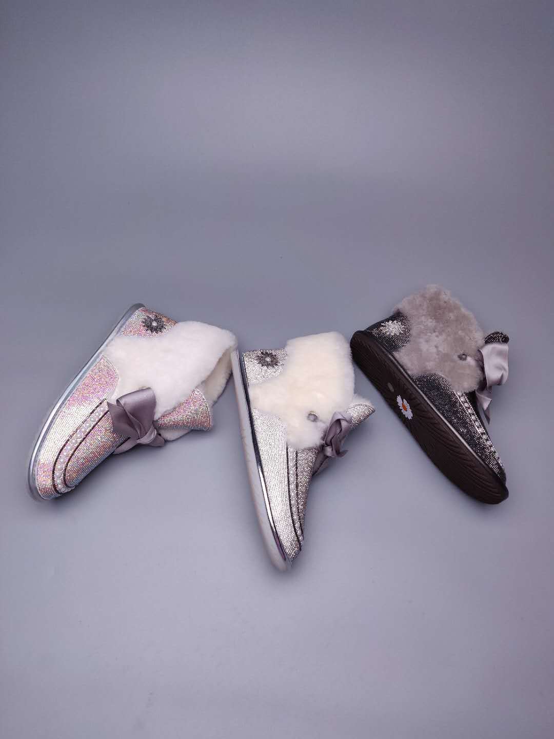 Iridescent Daisy Crystal-Embellished Ribbon Shoes – In Stock