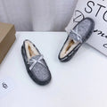 Grey Chanel-Style Studded Loafers – Sophisticated & Chic