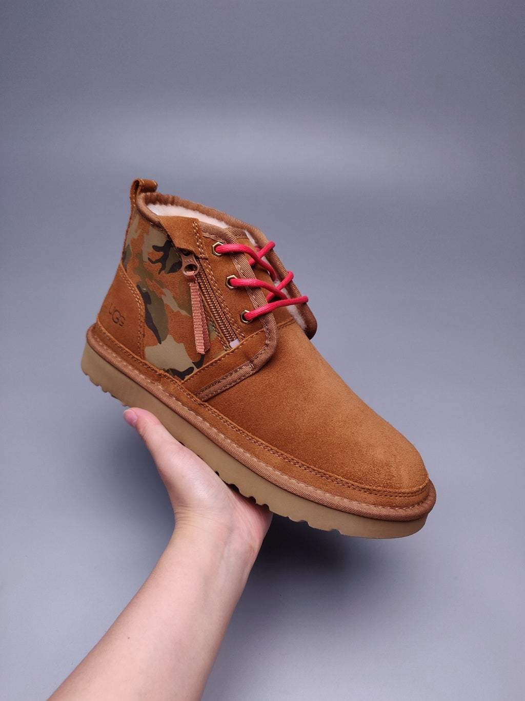 Chestnut Color-Block Camo Men’s Sneakers – In Stock