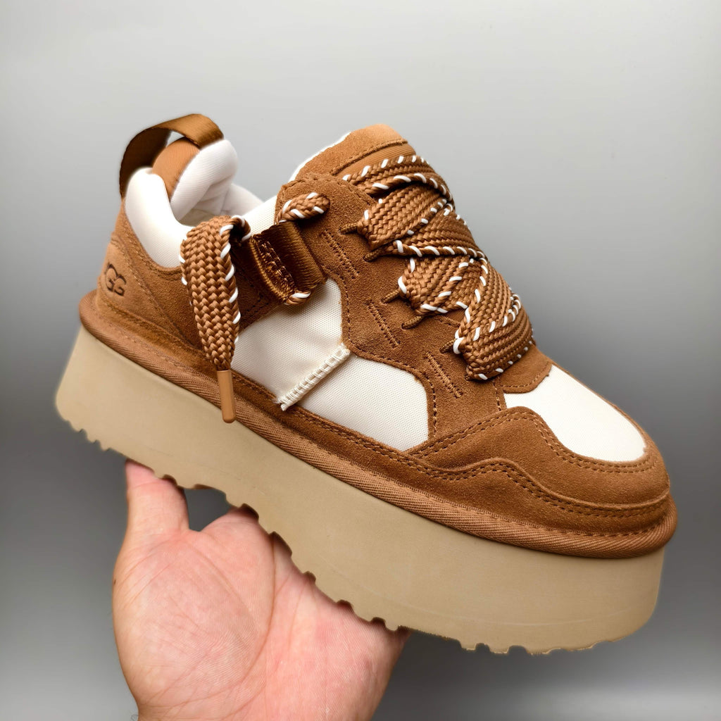 Chestnut Chunky Dad Sneakers – Lace-Up Casual, In Stock