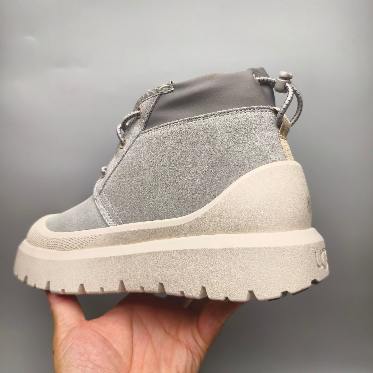 Light Grey High-Top Trendy Casual Sneakers – In Stock