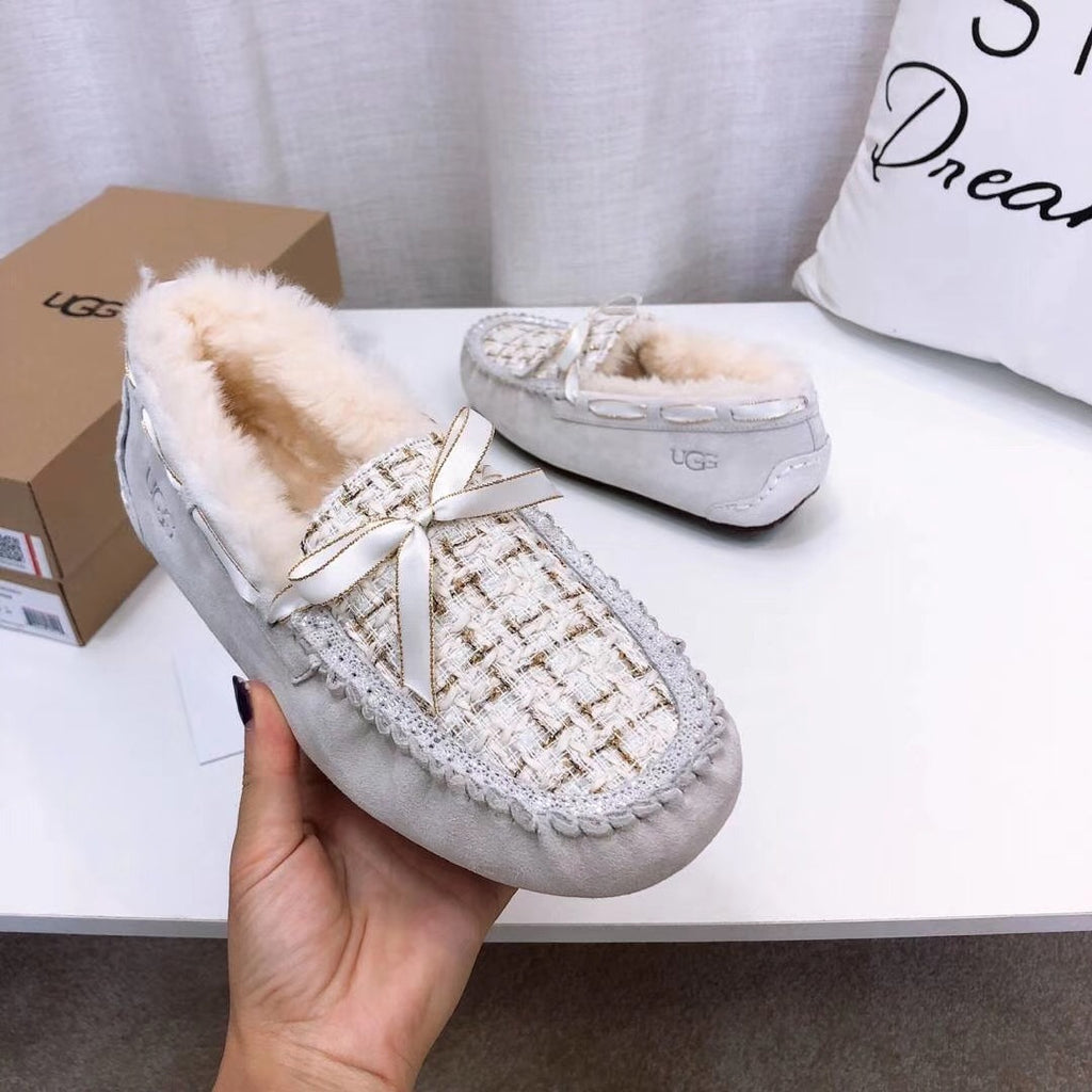 Pearl White Chanel-Style Studded Loafers – Sophisticated & Chic