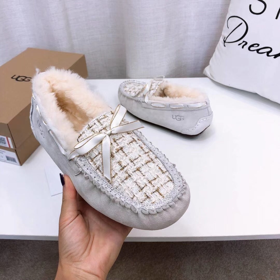 Pearl White Chanel-Style Studded Loafers – Sophisticated & Chic