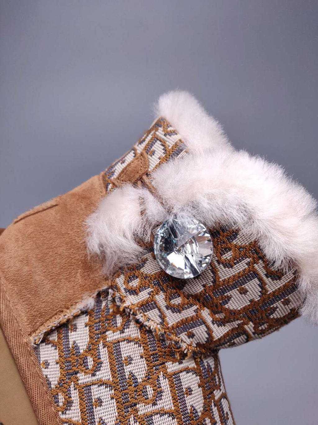 Chestnut Dior-Style Woven Texture Boots – In Stock