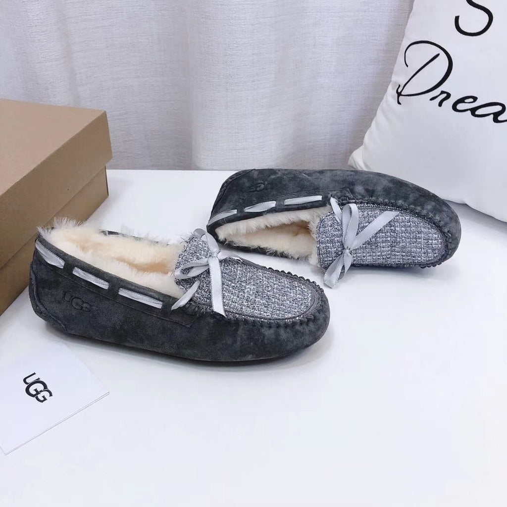 Grey Chanel-Style Studded Loafers – Sophisticated & Chic