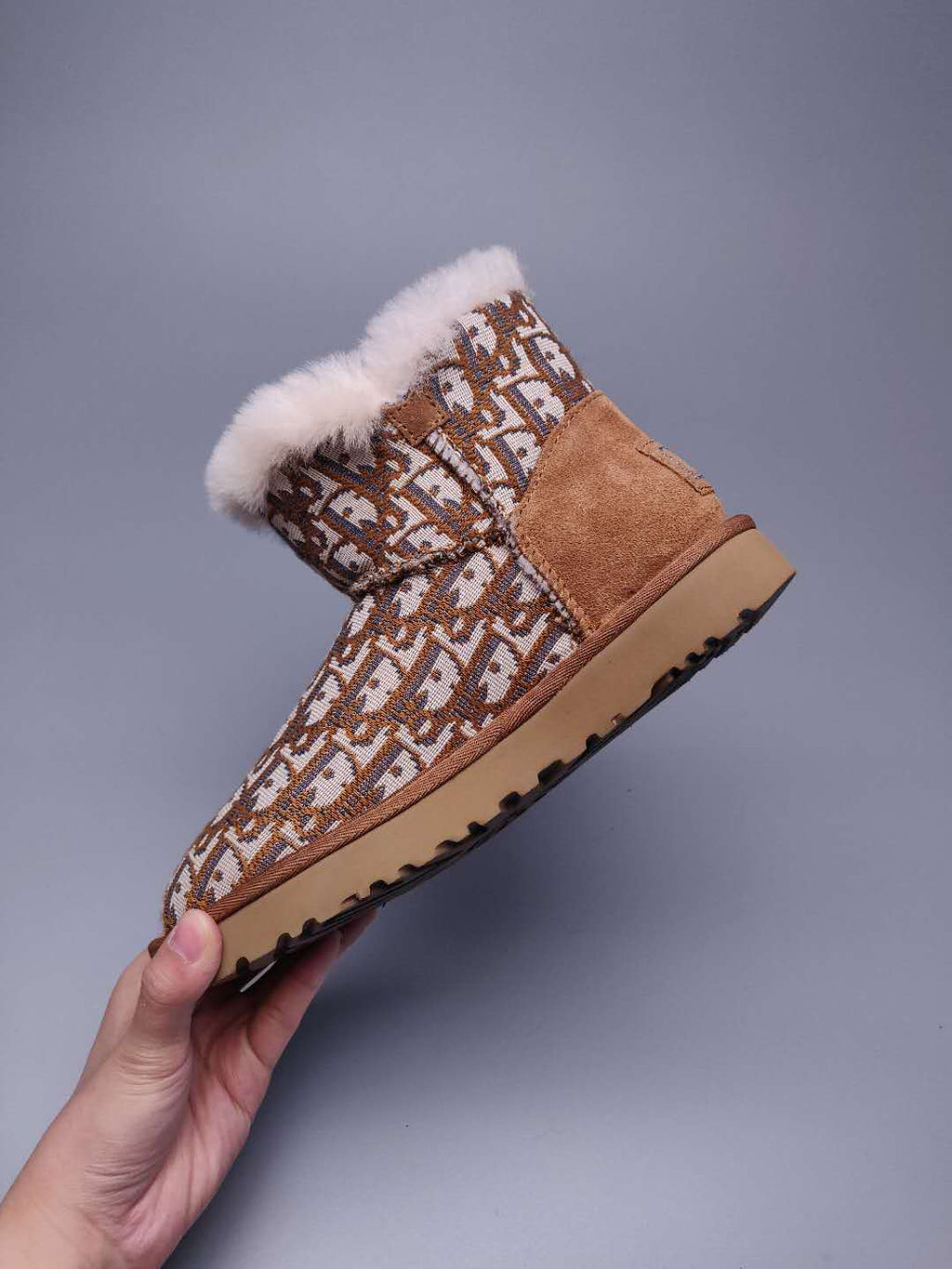 Chestnut Dior-Style Woven Texture Boots – In Stock