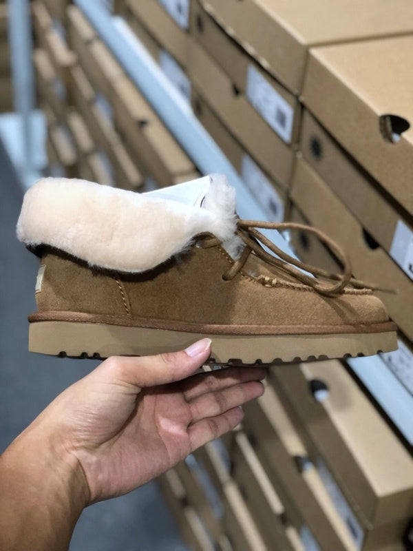 Chestnut Faux Fur Trim Lace-Up Ankle Boots – In Stock
