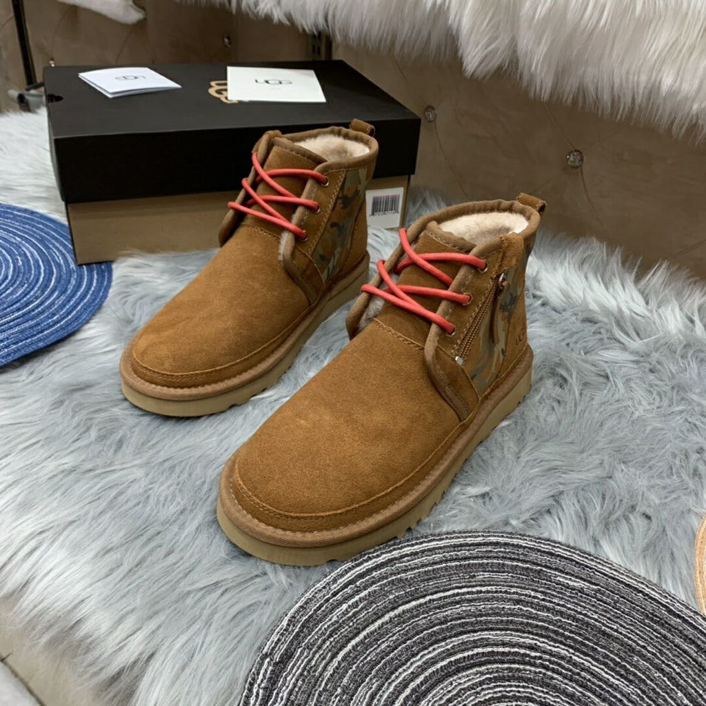 Chestnut Color-Block Camo Men’s Sneakers – In Stock