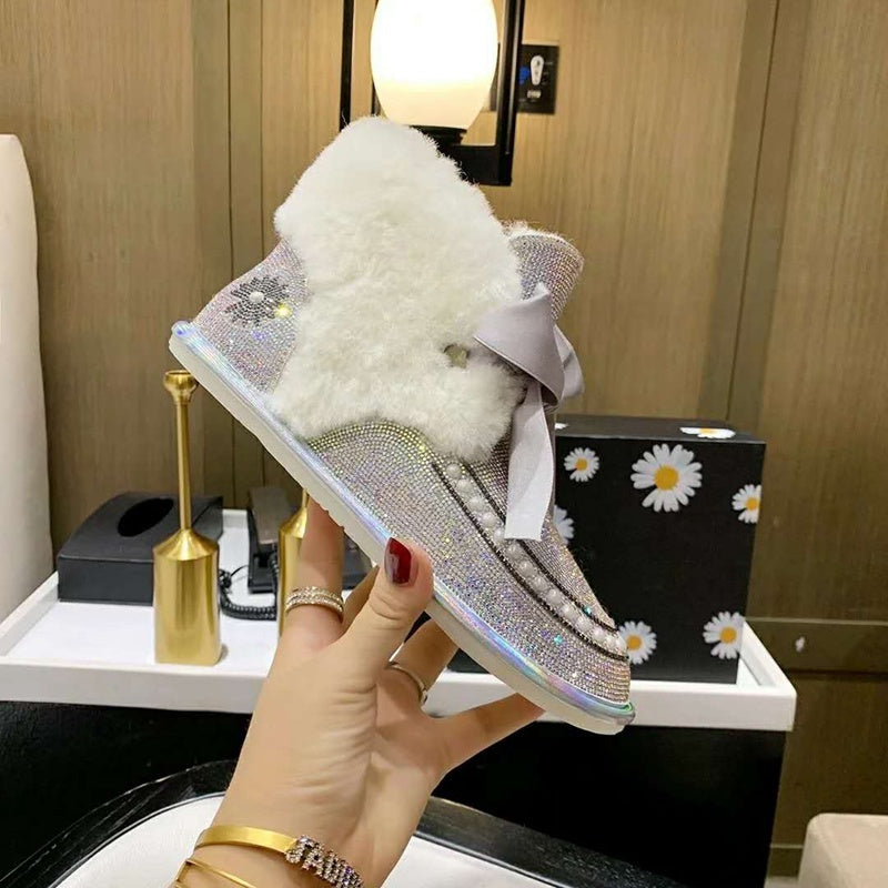 Iridescent Daisy Crystal-Embellished Ribbon Shoes – In Stock