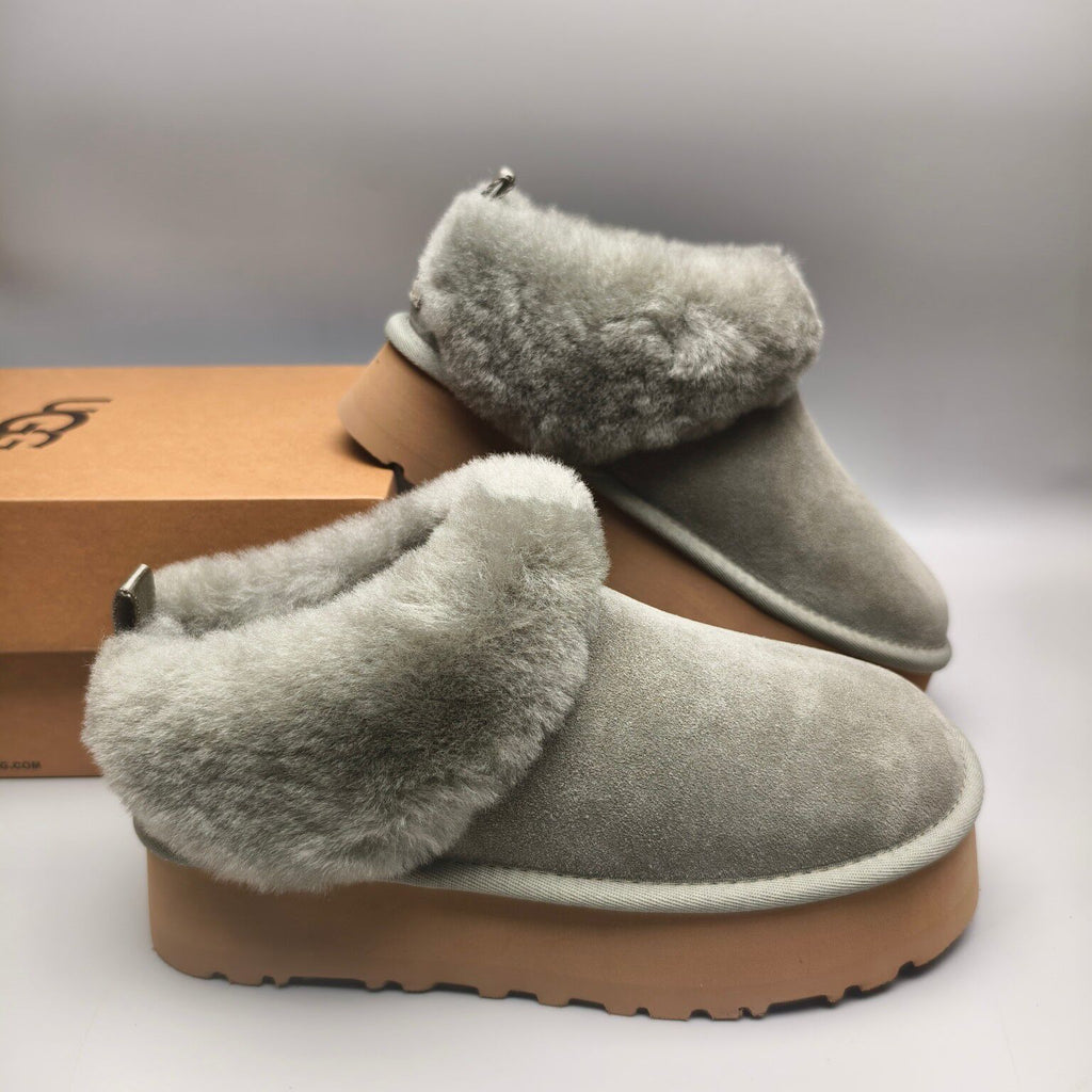 Green Suede Thick-Sole Slip-On Lazy Shoes – In Stock