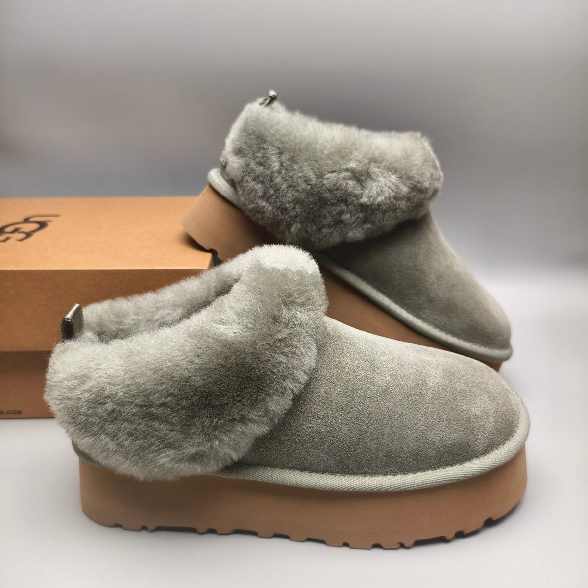 Green Suede Thick-Sole Slip-On Lazy Shoes – In Stock