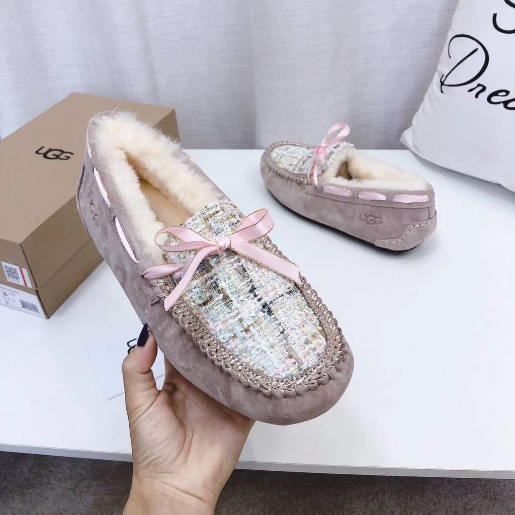 Dusty Pink Chanel-Style Studded Loafers – Sophisticated & Chic