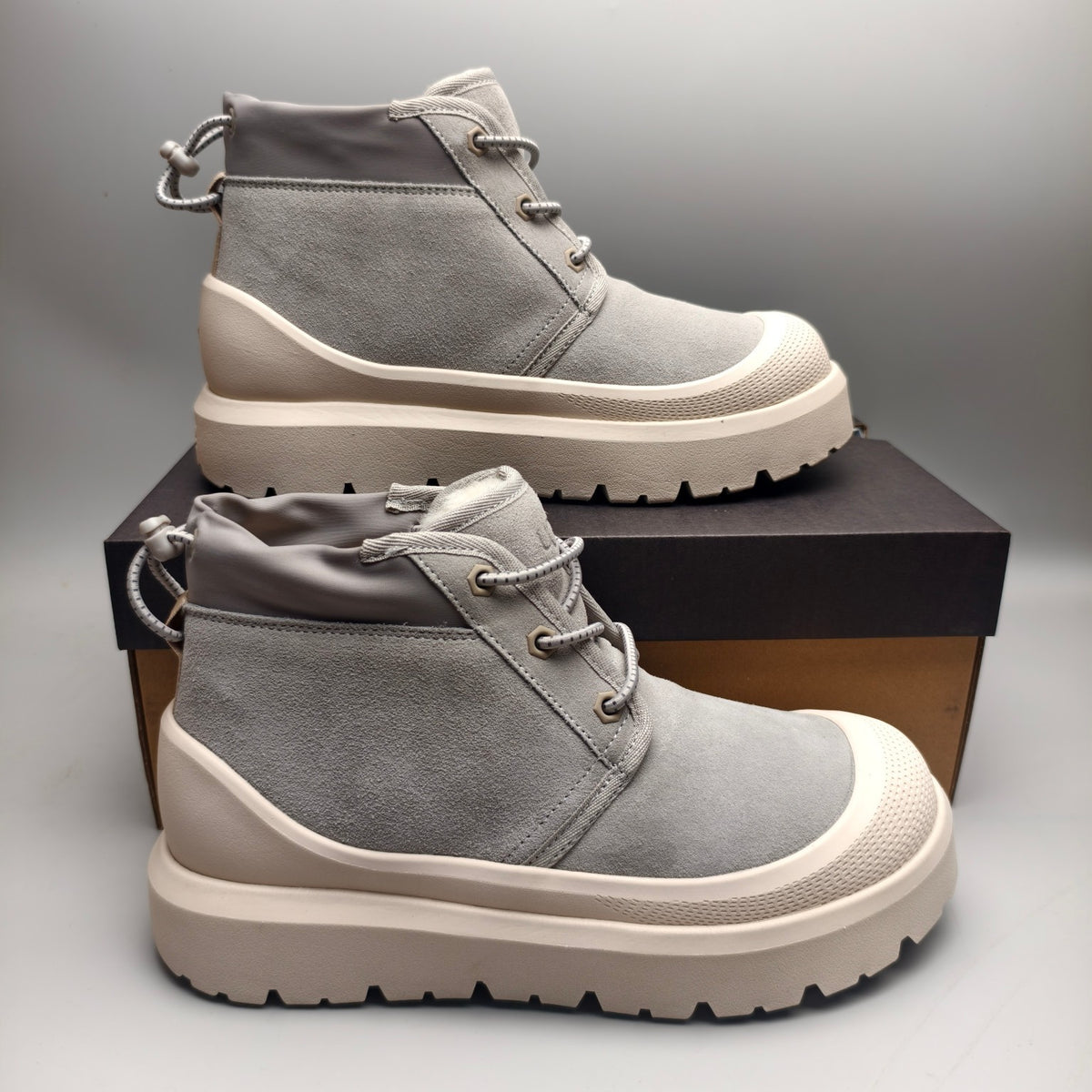 Light Grey High-Top Trendy Casual Sneakers – In Stock