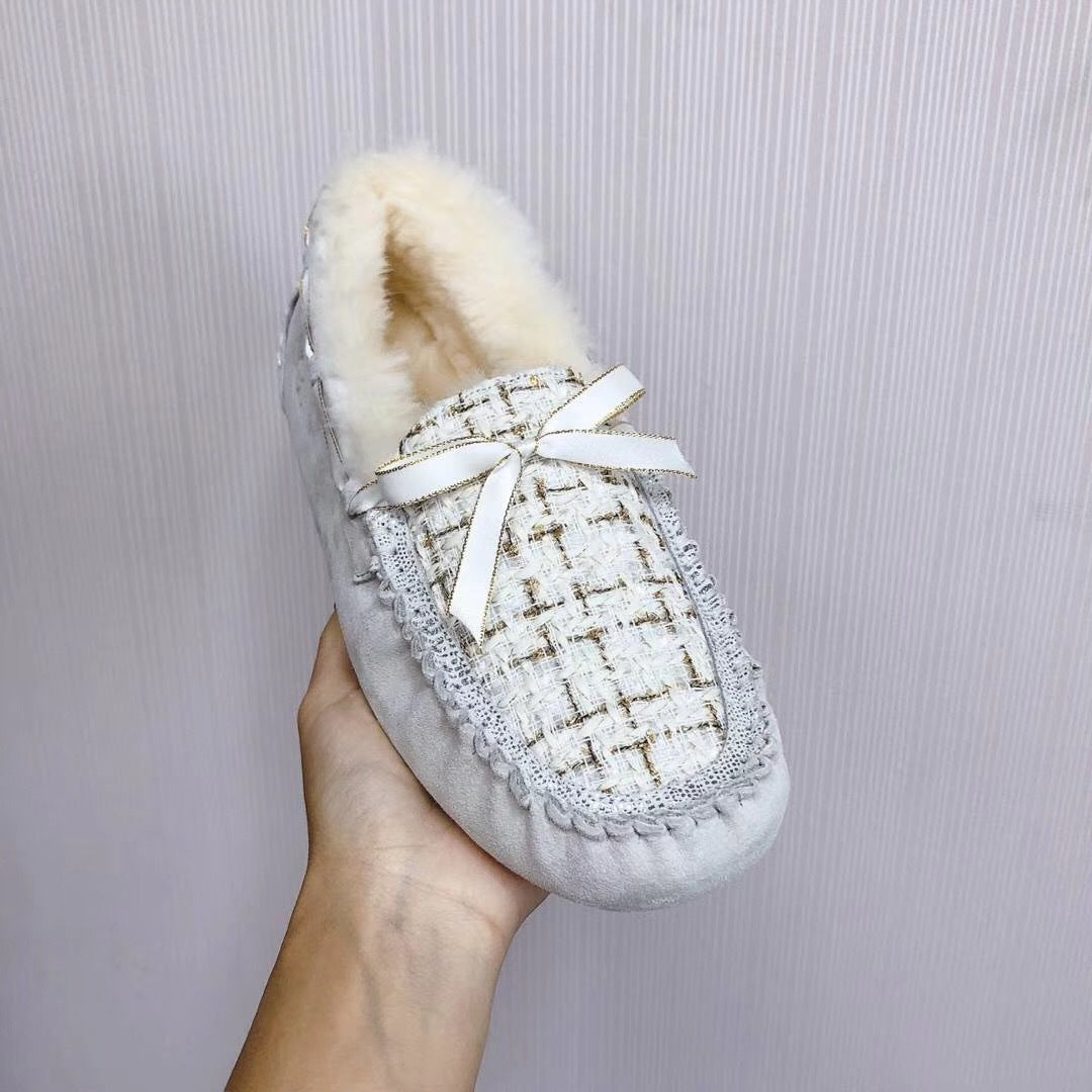 Pearl White Chanel-Style Studded Loafers – Sophisticated & Chic