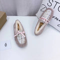 Dusty Pink Chanel-Style Studded Loafers – Sophisticated & Chic