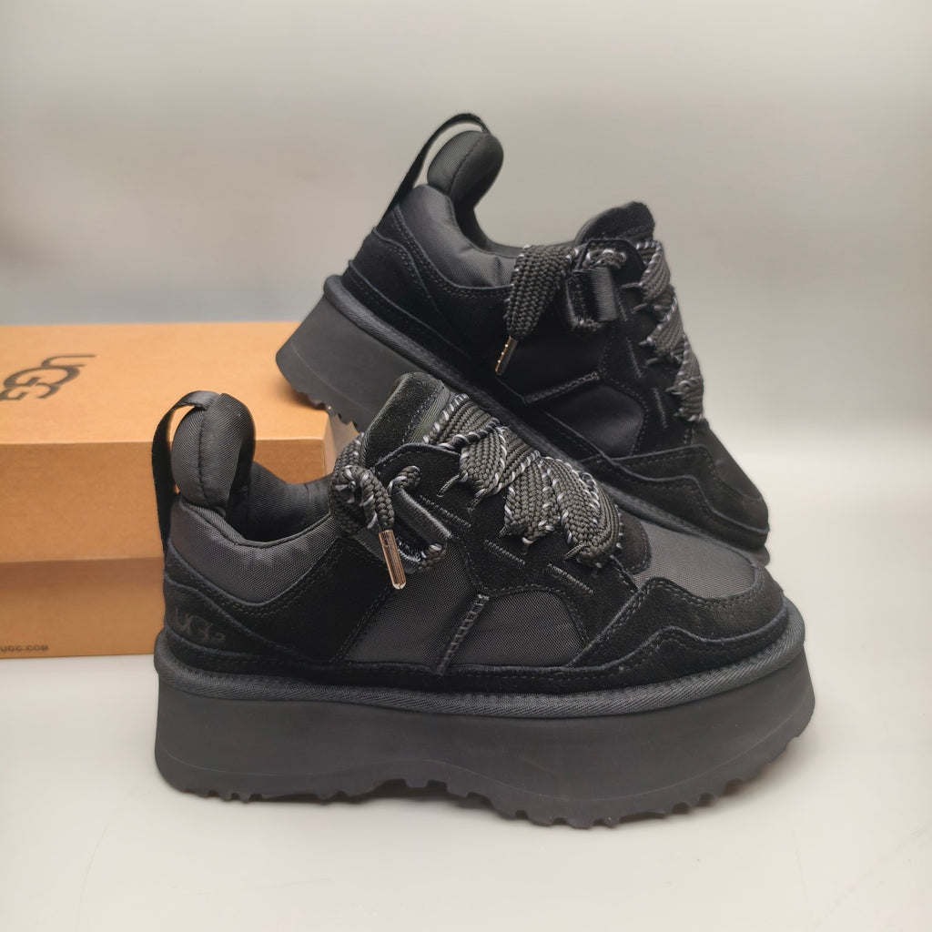 Black Chunky Dad Sneakers – Lace-Up Casual, In Stock