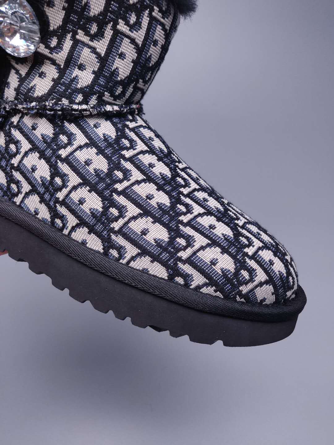 Black Dior-Style Woven Texture Boots – In Stock