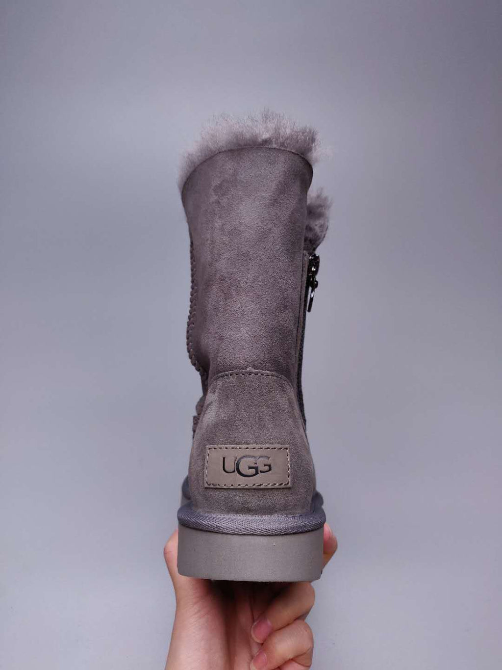 Grey Side-Zip Mid-Calf Boots – In Stock