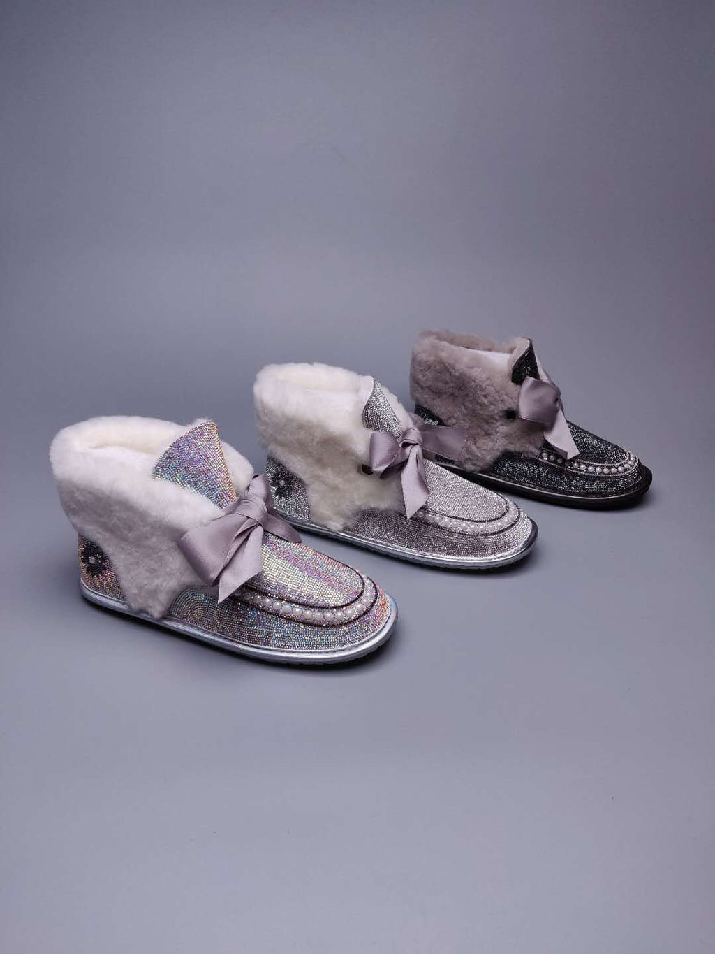 Iridescent Daisy Crystal-Embellished Ribbon Shoes – In Stock