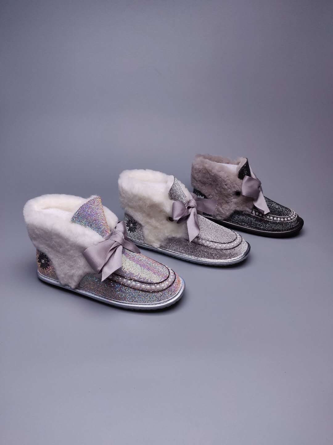 Iridescent Daisy Crystal-Embellished Ribbon Shoes – In Stock