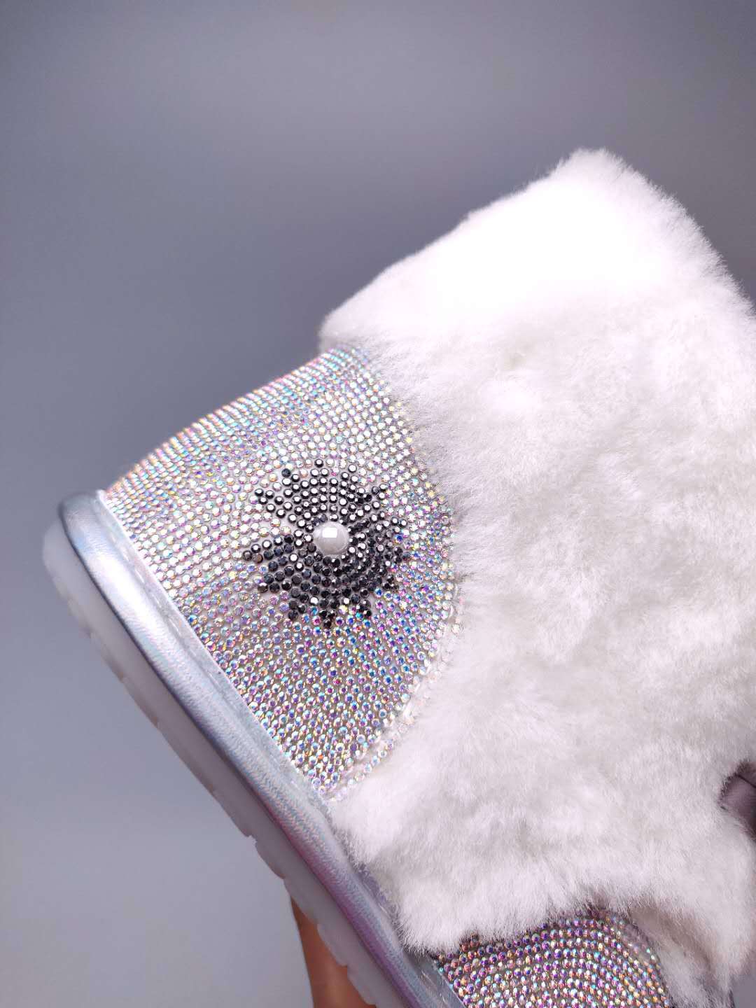 Iridescent Daisy Crystal-Embellished Ribbon Shoes – In Stock