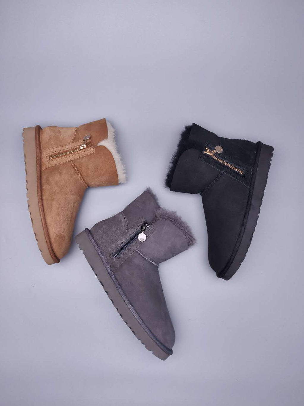 Grey Side-Zip Ankle Boots – In Stock