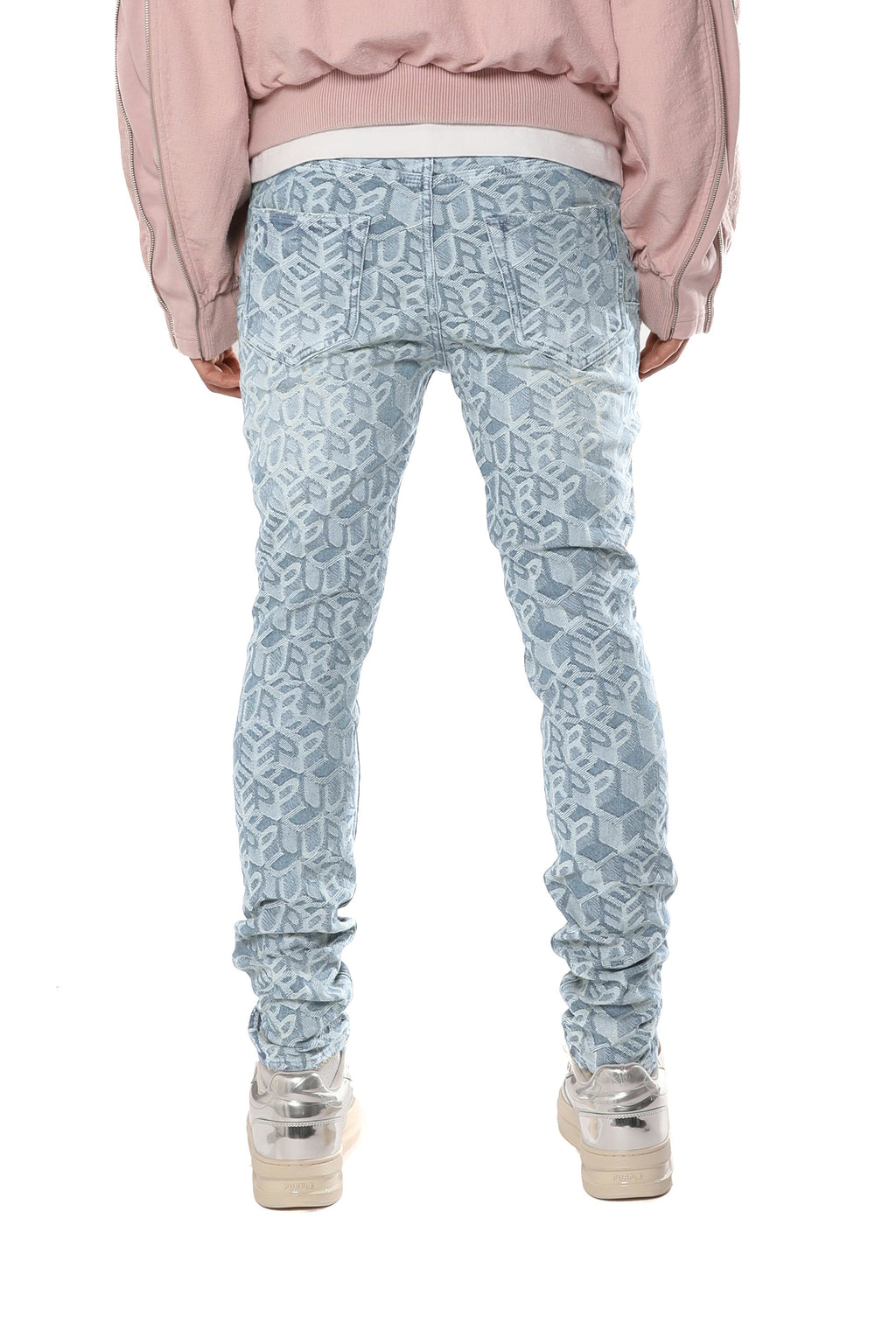 Purple Brand Skinny Jacquard Monogram Denim Pants