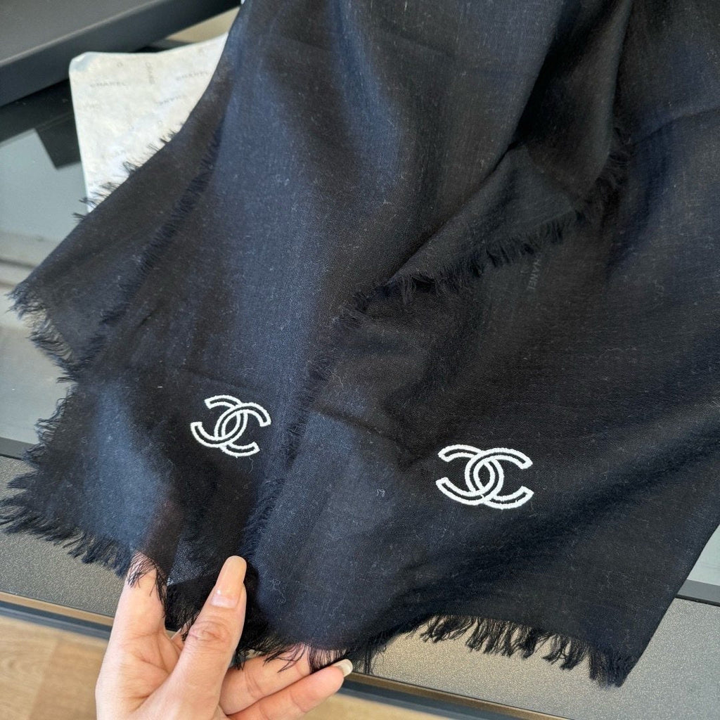 Chanel Fringed Cashmere Scarf